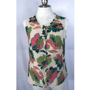 Habitat size S Linen TOP Sleeveless Floral Fitted